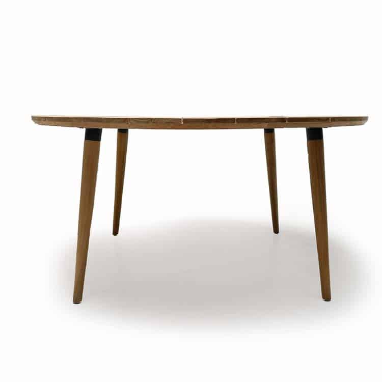 7 pc Outdoor Teak Round dining set - Lara with Olga stacking chairs