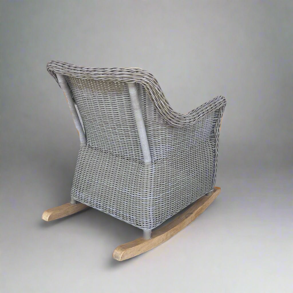 3pc Monaco Wicker Teak Rocking Chairs Outdoor Set