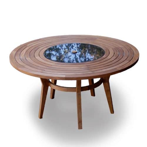7 Pc Teak Outdoor Round Dining Table Set Olga
