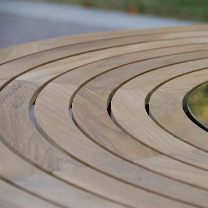 5 feet Granite-Teak Round Outdoor Dining Table Olga