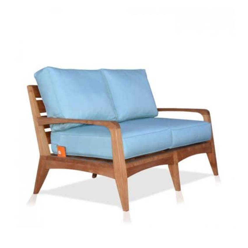 Mid Century Modern Teak Patio Loveseat Lounge Seat – Olga