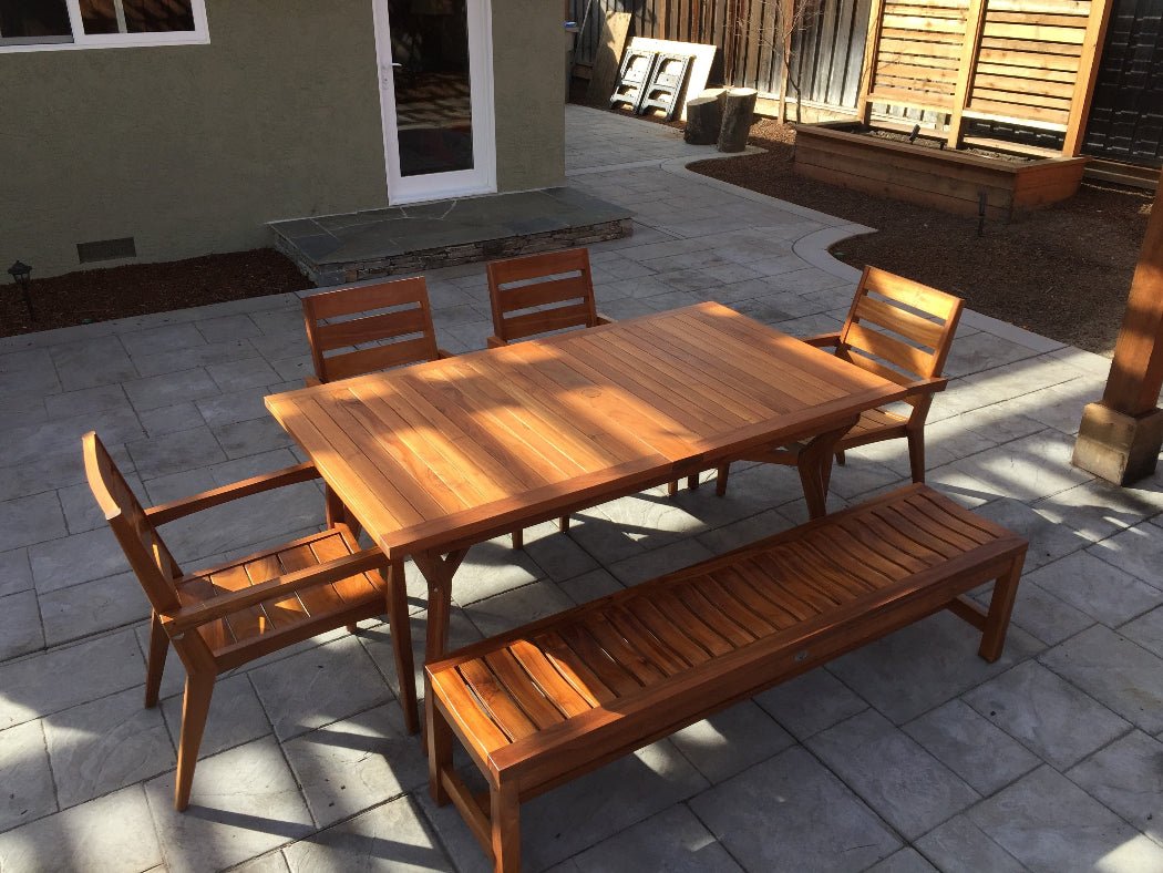 5 feet Teak Outdoor Patio Backless Waiting Bench Wave