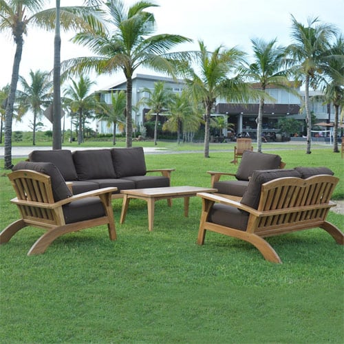 Modern Teak Outdoor Deep Seating Set- Olympia