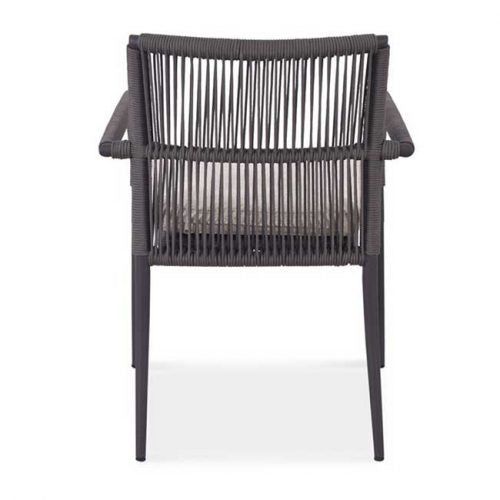 Teak Aluminum Outdoor Round Dining Set- Bold with June stacking chairs