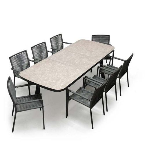 Outdoor Aluminum Rope Arm Chair Black- Ruby