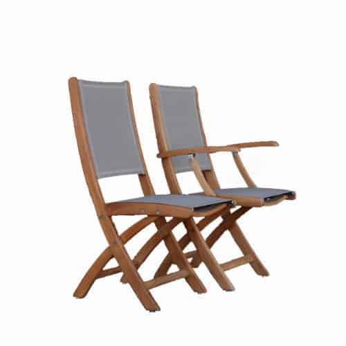Teak Sling Patio Folding Side Chair Rivera