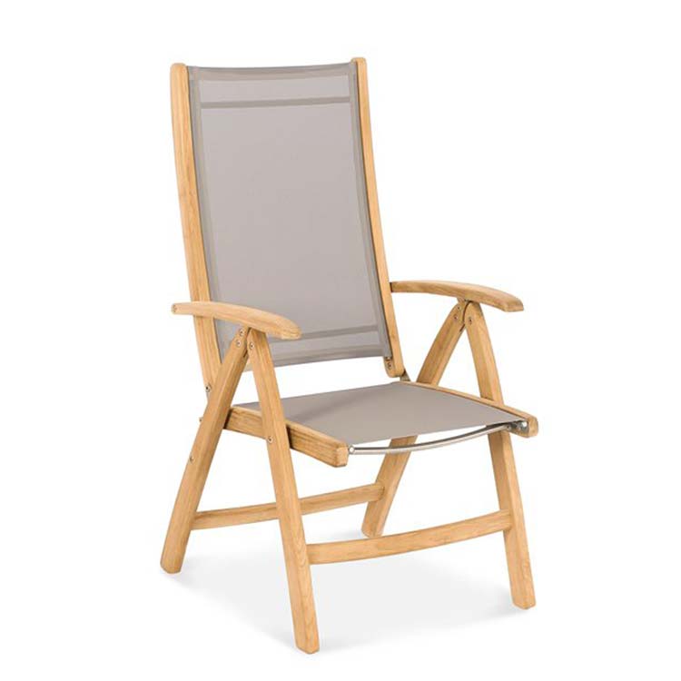 Teak sling outdoor reclining chair Rivera