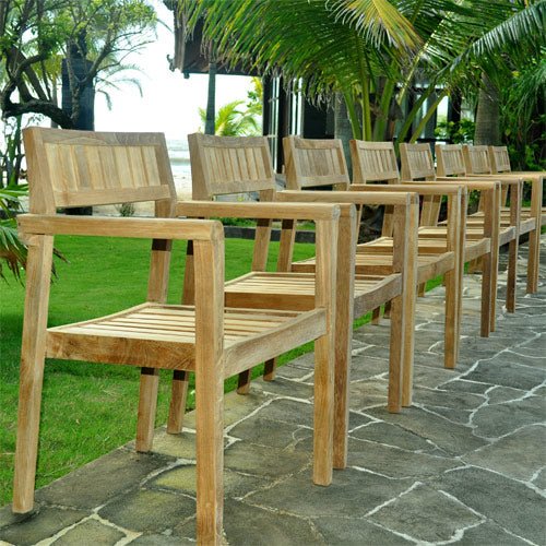 5pc Teak Patio square Farm Table Set- Cornwal and Parin