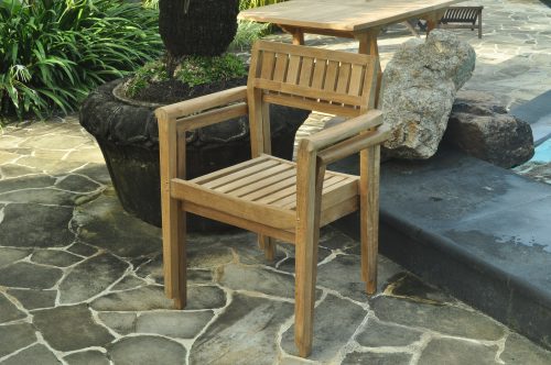 5pc Teak Patio square Farm Table Set- Cornwal and Pari