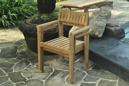 5pc Teak Patio square Farm Table Set- Cornwal and Parin