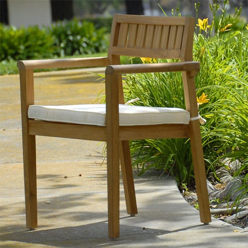 5pc Teak Patio square Farm Table Set- Cornwal and Pari