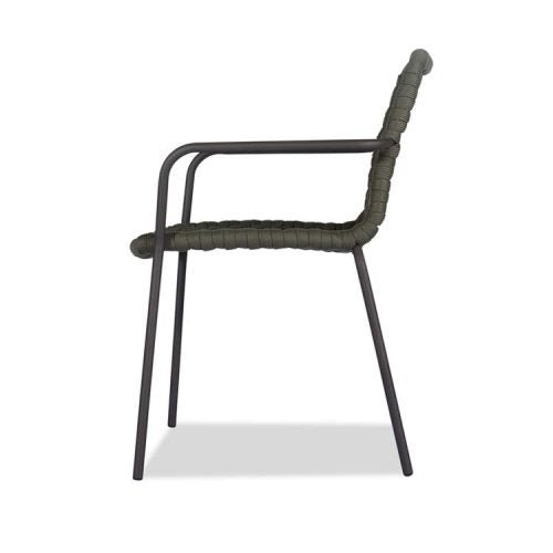 5 Pc Outdoor Dining Set – Bree Round Table & Apex Rope Stacking Arm Chairs