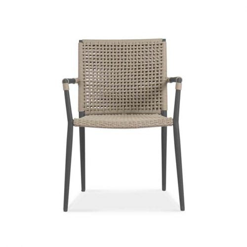 Teak Aluminum Outdoor Round Dining Set- Bold with Wee stacking chairs