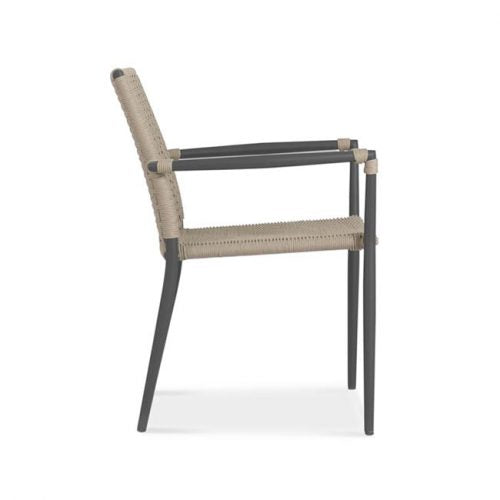 Teak Aluminum Outdoor Round Dining Set- Bold with Wee stacking chairs