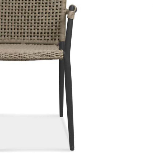 Teak Aluminum Outdoor Round Dining Set- Bold with Wee stacking chairs