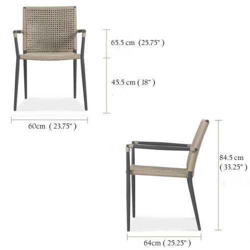 Teak Aluminum Outdoor Round Dining Set- Bold with Wee stacking chairs