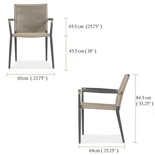 Teak Aluminum Outdoor Round Dining Set- Bold with Wee stacking chairs