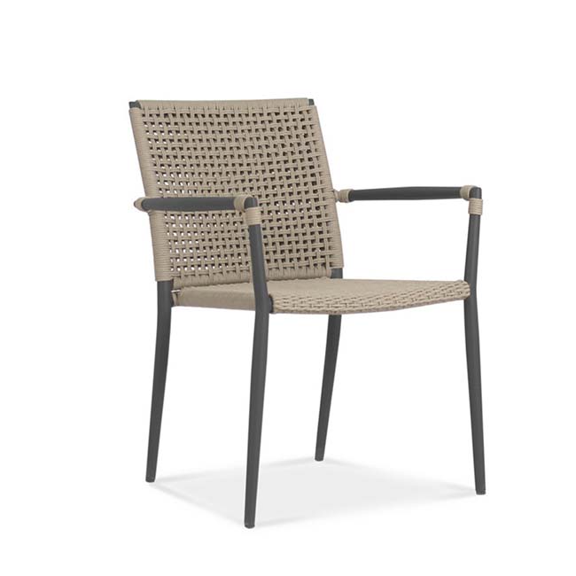 Teak Aluminum Outdoor Round Dining Set- Bold with Wee stacking chairs