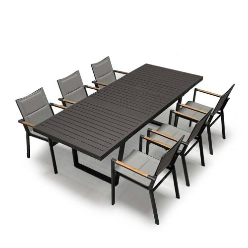 Outdoor Aluminum Sling Arm Black Chair- Summit