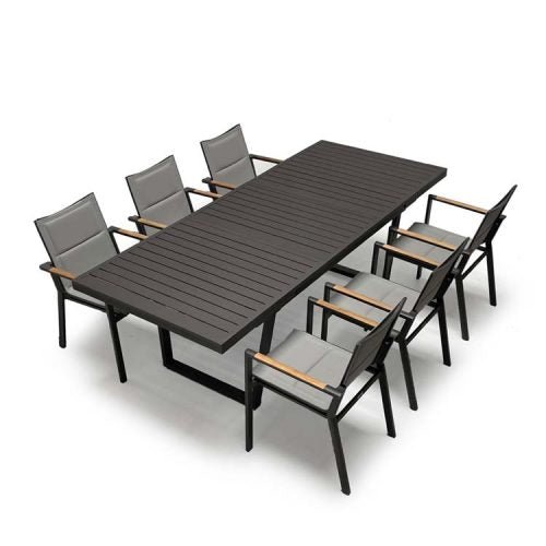 Outdoor Aluminum Sling Arm Black Chair- Summit