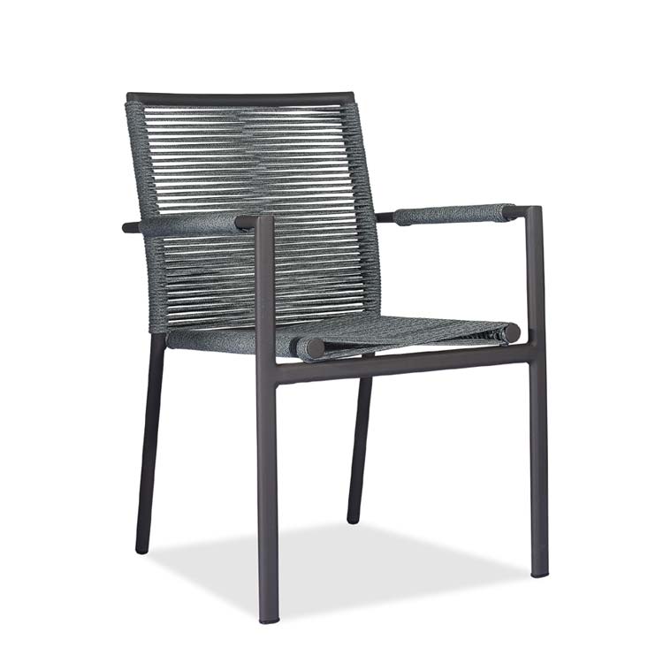 Outdoor Aluminum Rope Arm Chair Black- Ruby