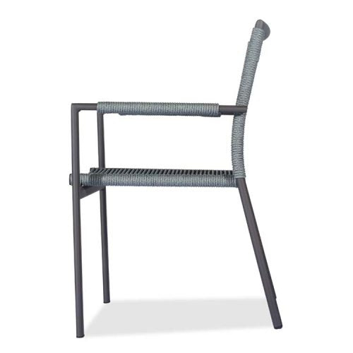 Outdoor Aluminum Rope Arm Chair Black- Ruby