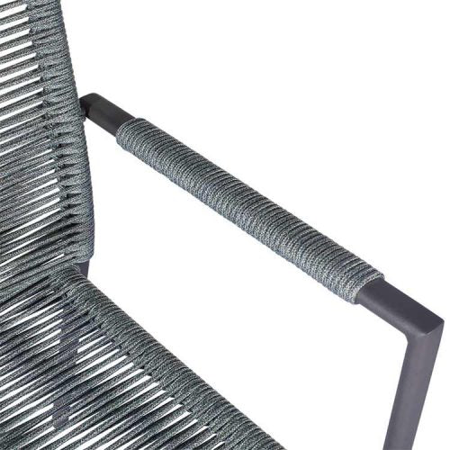 Outdoor Aluminum Rope Arm Chair Black- Ruby