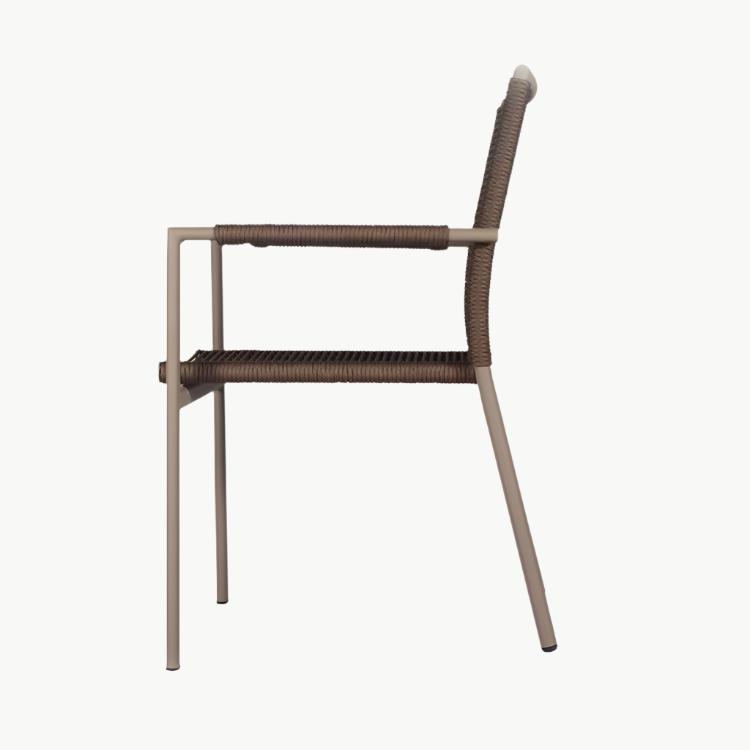 Outdoor Aluminum Rope Arm Chair Taupe- Ruby