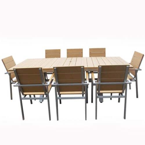 7 Pc Polywood Outdoor Patio Dining set extension table set - Harlem Natural