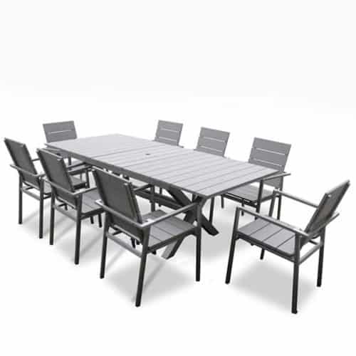 7 Pc Polywood Outdoor Patio Dining set extension table set -Harlem Gray