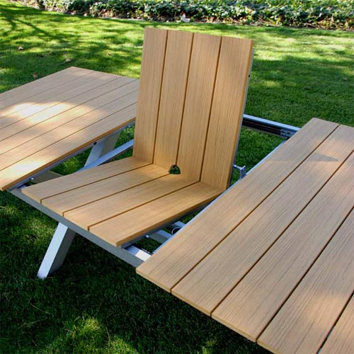 7 Pc Polywood Outdoor Patio Dining set extension table set - Harlem Natural