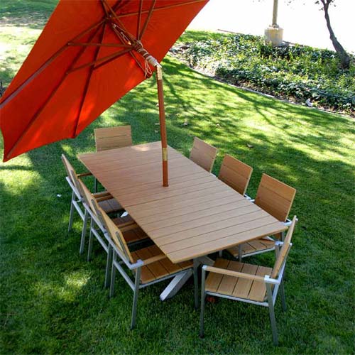 7 Pc Polywood Outdoor Patio Dining set extension table set - Harlem Natural