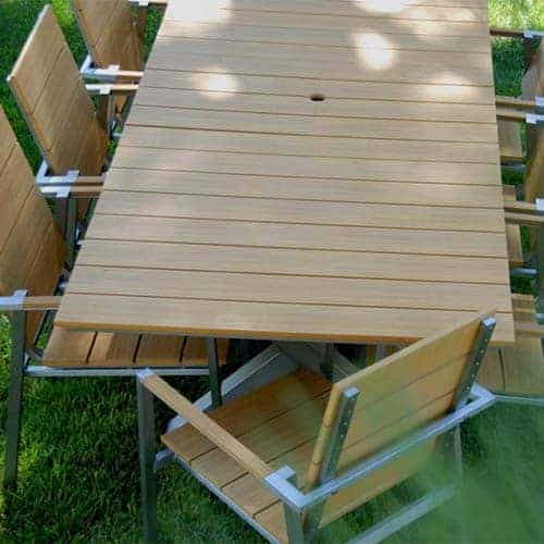 7 Pc Polywood Outdoor Patio Dining set extension table set - Harlem Natural