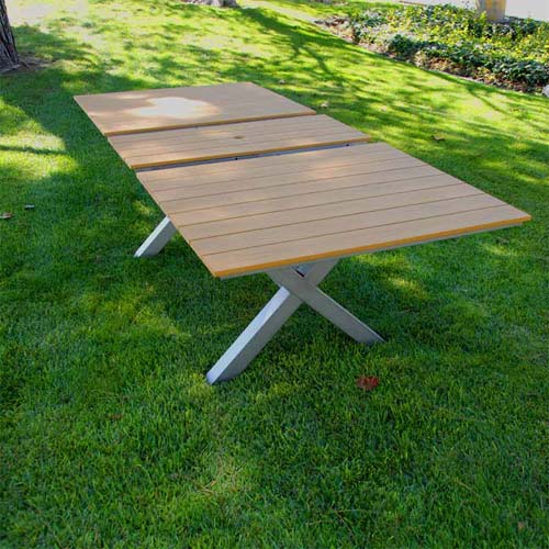 7 Pc Polywood Outdoor Patio Dining set extension table set - Harlem Natural