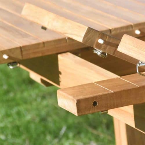 9pc Teak Outdoor Rectangular Extension Dining Set Portland table and Chamber chairs