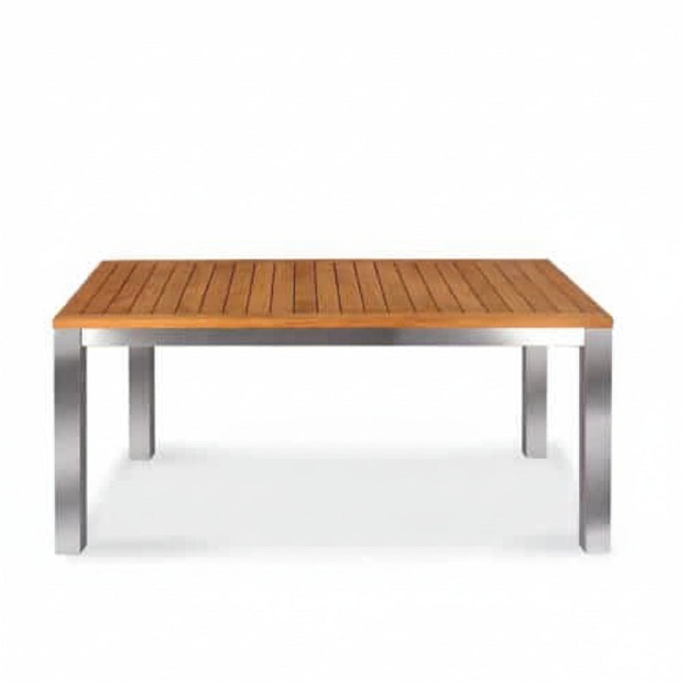 11 Pc Stainless Steel Teak Dining Extension Table Signature & Alzette Chairs