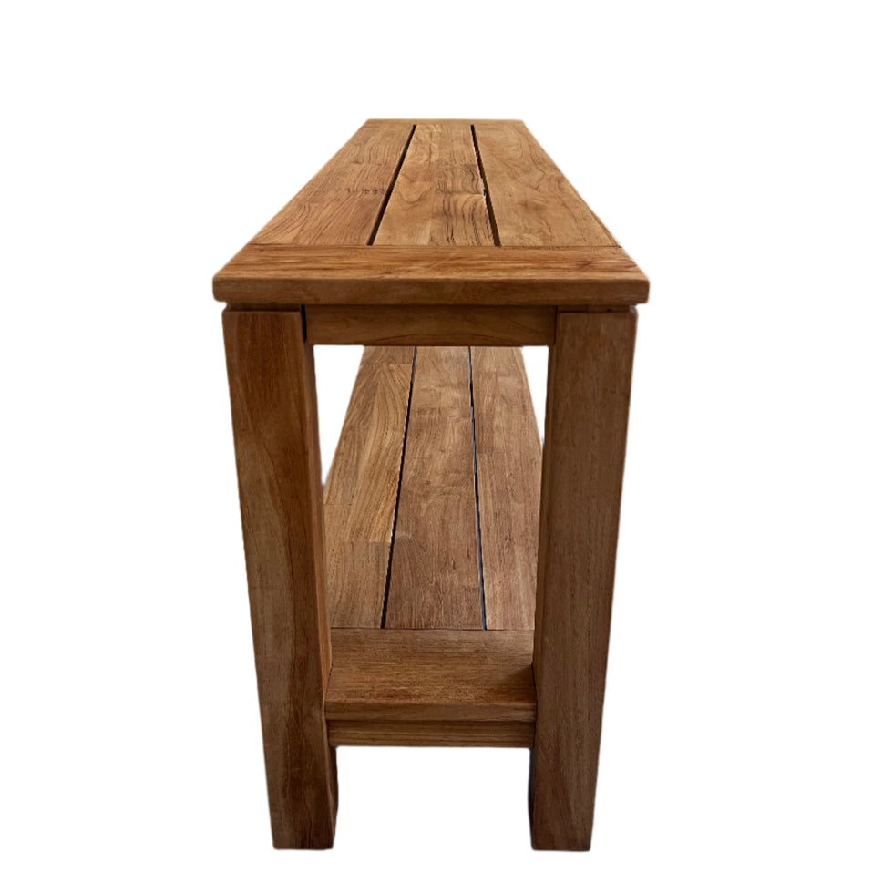 67 inches wide Recycle Teak Indoor Outdoor Console Table with Shelf