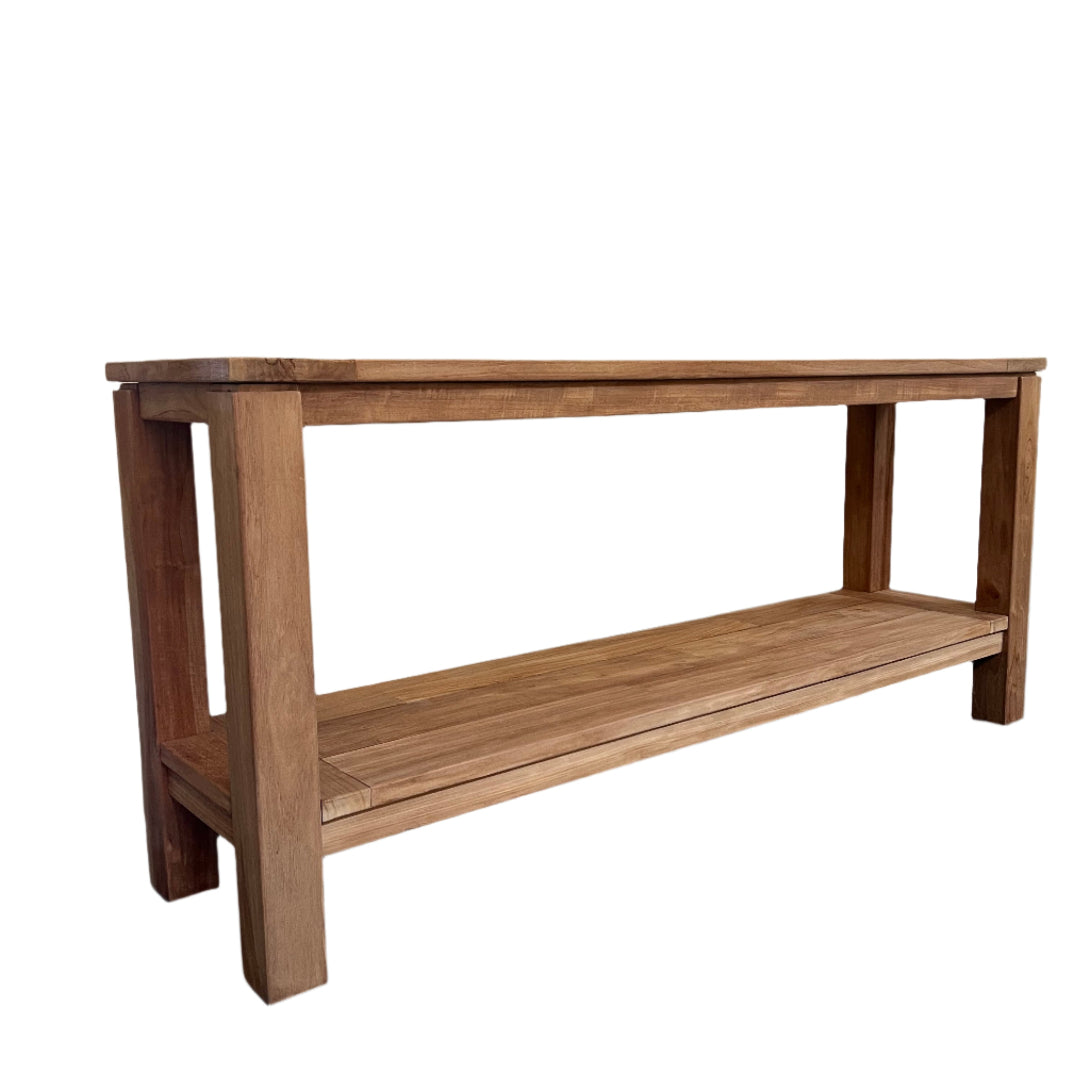 67 inches wide Recycle Teak Indoor Outdoor Console Table with Shelf
