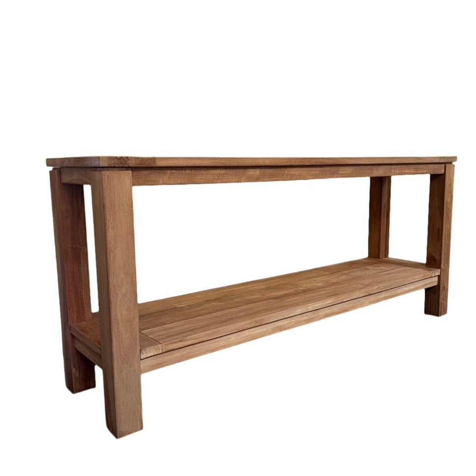 67 inches wide Recycle Teak Indoor Outdoor Console Table with Shelf