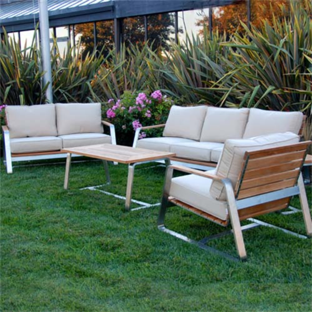 Teak Steel Outdoor Deep Seating Lounge Sofa Set - Regnatt