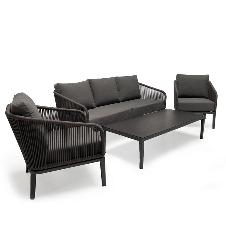 Modern Outdoor Aluminum Rope Sofa Lounge Set – Rise | Seats 5