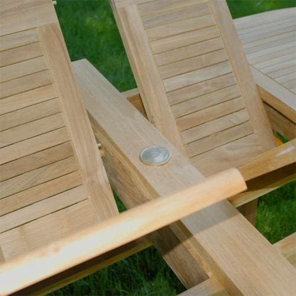 9pc Teak Outdoor Rectangular Double Extension Dining Set – Rise Table & Jakarta Chairs