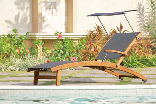 Teak Sling Modern Sun Chaise Lounger β Rivera