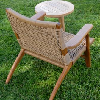 Outdoor Teak Lounge Club Chair – The Rope Chair Natural Tan shade