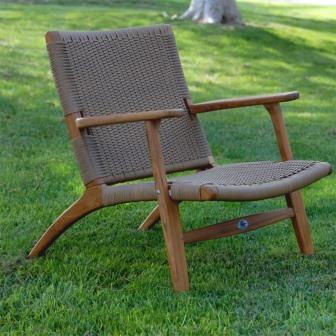 Outdoor Teak Lounge Club Chair – The Rope Chair Natural Tan shade