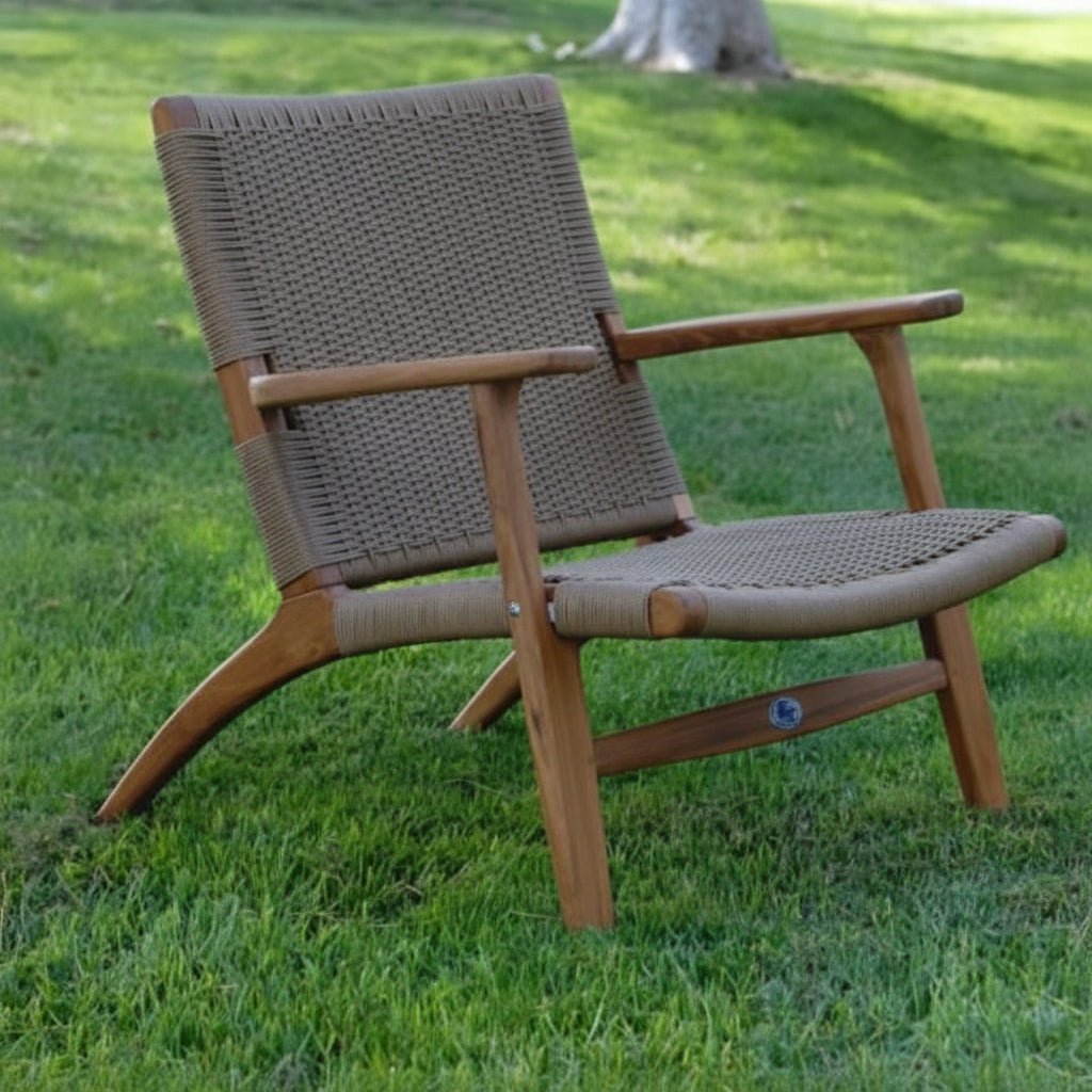 Outdoor Teak Lounge Club Chair – The Rope Chair Natural Tan shade