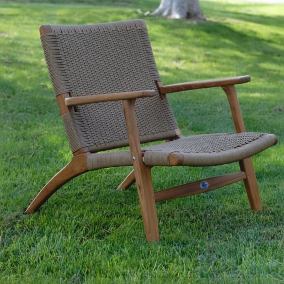 Outdoor Teak Lounge Club Chair – The Rope Chair Natural Tan shade