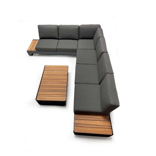 Outdoor Cast Aluminum Teak Lounge Set β Sanya