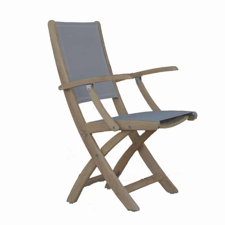 Teak Sling Patio Folding Arm Chair Rivera