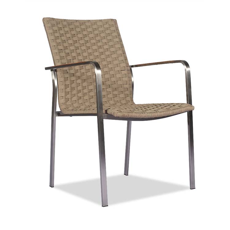 Stainless Steel Weaved Rope Outdoor Stacking Chair - Rover